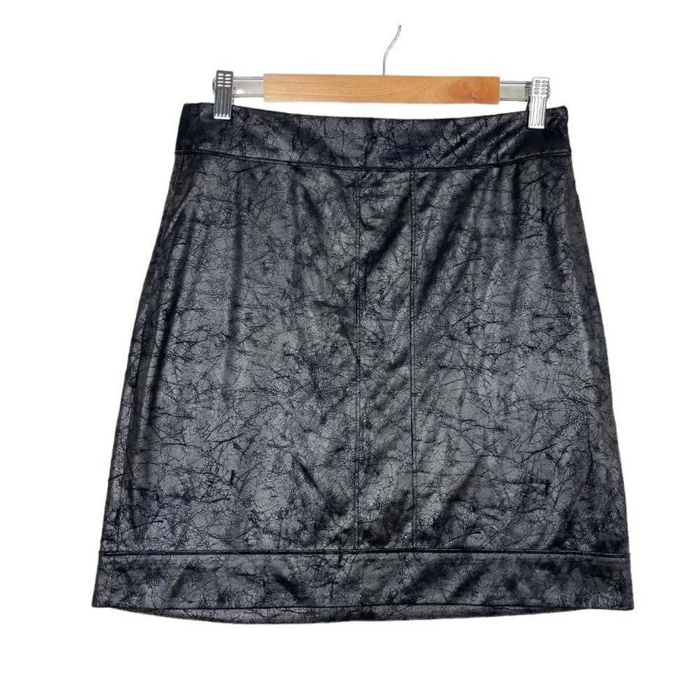 Leith Shiny Mini‎ Skirt Faux Leather look Size M Black